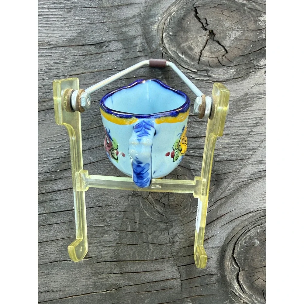 Vestal Alcobaca‎ Portugal Hand Painted Pottery Creamer Floral Blue Yellow 244
